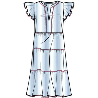 Kari Dress in Blue & White Stripes - Boutique Bella BellaDress