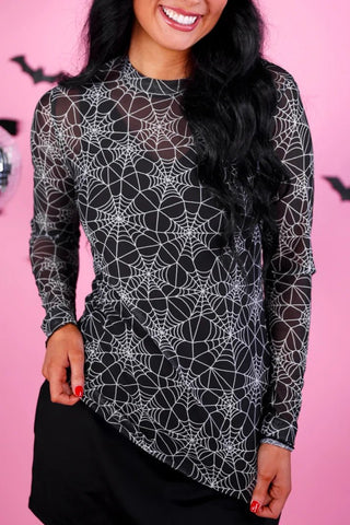 Kate Mesh Top- Spider Webs - Boutique Bella BellaMesh Top