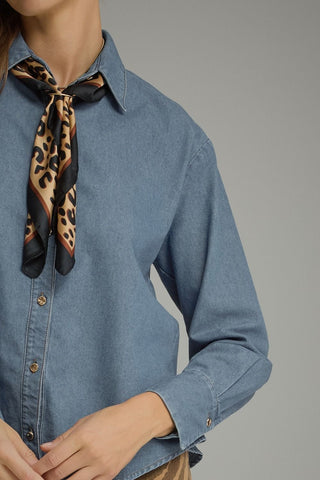 Keep It Wild Denim Button Down - Boutique Bella BellaTop