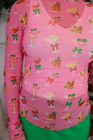 Keigan Mesh Top • Holiday Drinks - Boutique Bella BellaMesh top