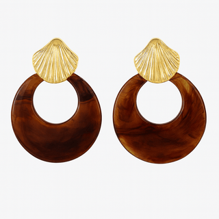 Kenle Shell Earring-Brown - Boutique Bella BellaEarring