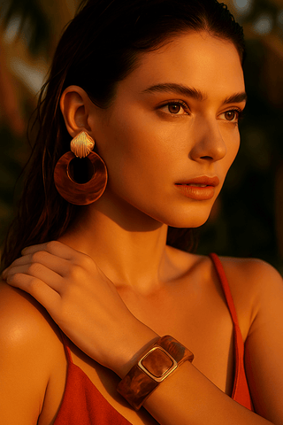 Kenle Shell Earring-Brown - Boutique Bella BellaEarring