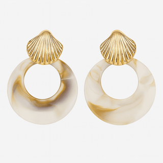 Kenle Shell Earring-Marble - Boutique Bella BellaEarring