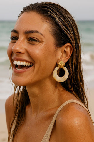 Kenle Shell Earring-Marble - Boutique Bella BellaEarring