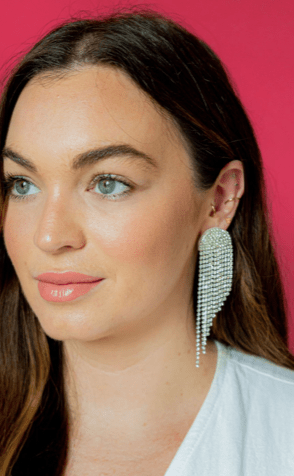 Kennedy Silver Rhinestone Drop Earrings - Boutique Bella BellaDistress