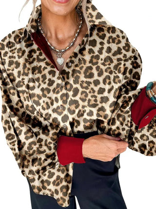 Khaki Leopard Print Shirt - Boutique Bella BellaBlouse
