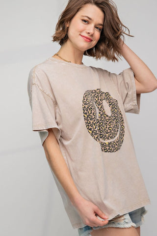 Khaki Leopard Smiley Tee - Boutique Bella BellaT-Shirt