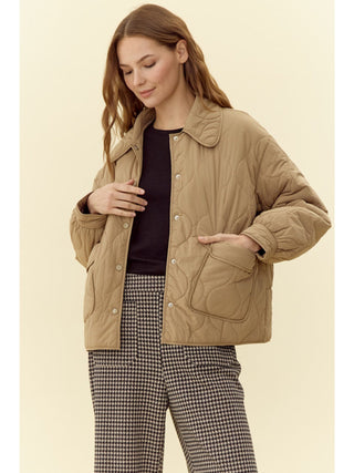 Khaki Quilted Jacket - Boutique Bella BellaJacket