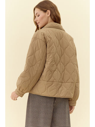 Khaki Quilted Jacket - Boutique Bella BellaJacket