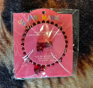 Kids Birth Stone Faceted Beaded Bracelet/ Earring Set - Boutique Bella BellaKids Jewelry