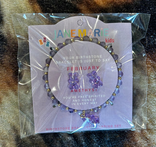 Kids Birth Stone Faceted Beaded Bracelet/ Earring Set - Boutique Bella BellaKids Jewelry