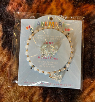 Kids Birth Stone Faceted Beaded Bracelet/ Earring Set - Boutique Bella BellaKids Jewelry