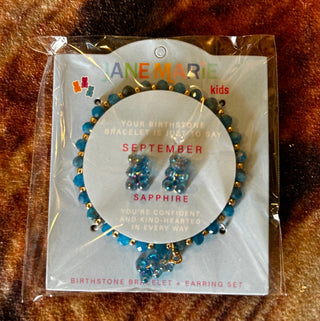 Kids Birth Stone Faceted Beaded Bracelet/ Earring Set - Boutique Bella BellaKids Jewelry