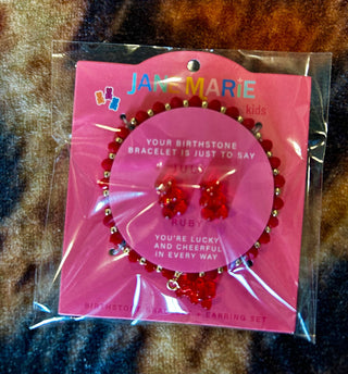 Kids Birth Stone Faceted Beaded Bracelet/ Earring Set - Boutique Bella BellaKids Jewelry