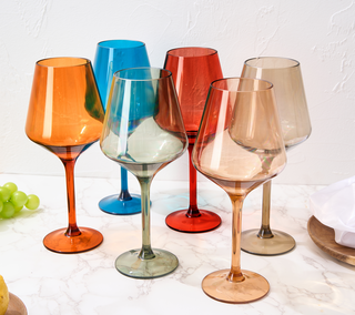 European Style Crystal Stemmed Wine Glasses Acrylic Glasses Tritan Drinkware Unbreakable Muted Color