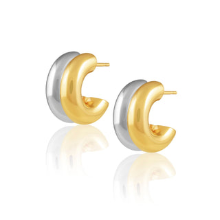 Kylie Two Tone Hoops - Boutique Bella BellaEarrings
