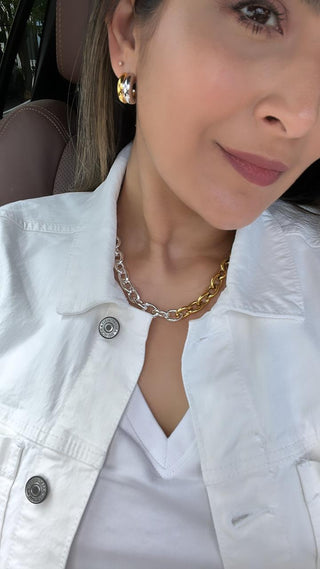 Kylie Two Tone Hoops - Boutique Bella BellaEarrings