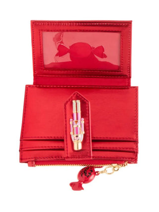Betsey Johnson Kitsch Nutcracker Bifold Wallet Pink Stripe Rhinestones