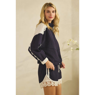 Lace and Mesh Inset Track Jacket - Boutique Bella BellaJacket