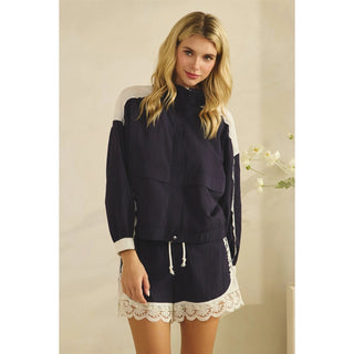 Lace and Mesh Inset Track Jacket - Boutique Bella BellaJacket