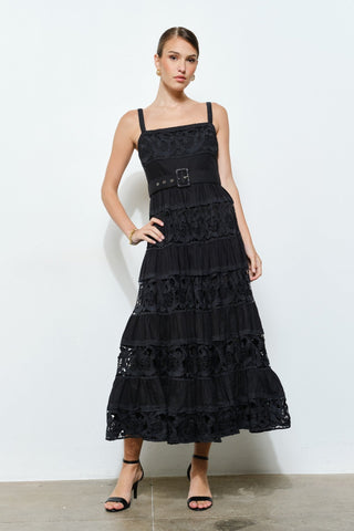 Lace & Lovely Belted Midi Dress - Boutique Bella BellaDress