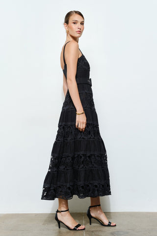 Lace & Lovely Belted Midi Dress - Boutique Bella BellaDress