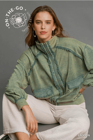 Lagoon Mineral Wash Zip Up Jacket - Boutique Bella BellaJacket