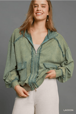 Lagoon Mineral Wash Zip Up Jacket - Boutique Bella BellaJacket