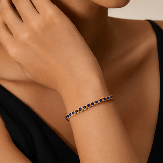 Lapis Lazuli Cabochon Tennis Bracelet - Boutique Bella BellaBracelet
