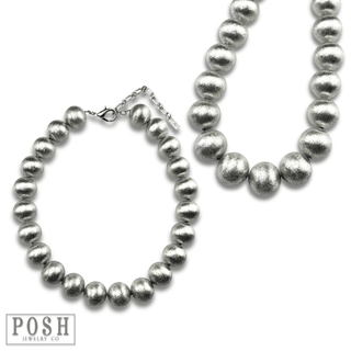 Large brushed bead necklace - Boutique Bella BellaNecklaces