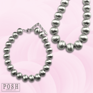 Large brushed bead necklace - Boutique Bella BellaNecklaces