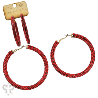 Large pave mesh hoop earring - LC - Boutique Bella BellaEarrings
