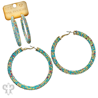 Large pave mesh hoop earring - LC - Boutique Bella BellaEarrings