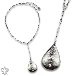 Large raindrop pendant necklace with Austrian crystals - Boutique Bella BellaNecklaces