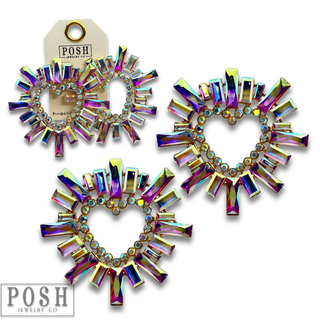 Large rhinestone heart earring - Boutique Bella BellaEarrings