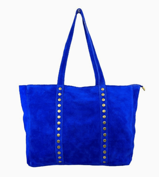 Large Royal Blue Suede Leather Shopper Bag with Decorative Studs - Boutique Bella BellaShopper Bag