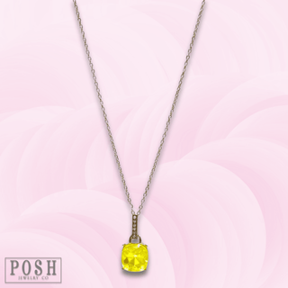 Large yellow rhinestone solitaire necklace - LC - Boutique Bella BellaNecklaces