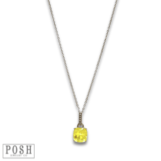 Large yellow rhinestone solitaire necklace - LC - Boutique Bella BellaNecklaces
