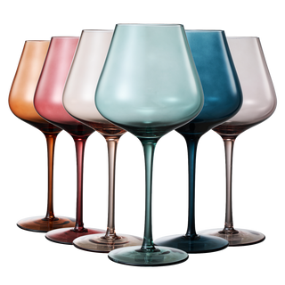 Colored Crystal Wine Glass Set Of 6 Gift For Mothers Day Her Wife Mom Friend Large 20 Oz