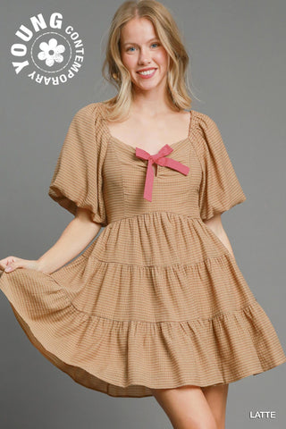 Latte Bow Dream - Boutique Bella BellaMini Dress