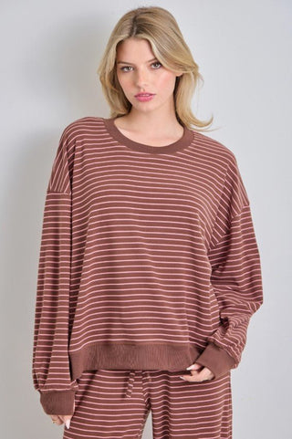 Latte Love Stripe Long Sleeve - Boutique Bella BellaTops