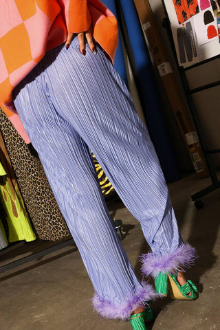 Lavender Haze Pleated Feathered Pants - Boutique Bella BellaPants
