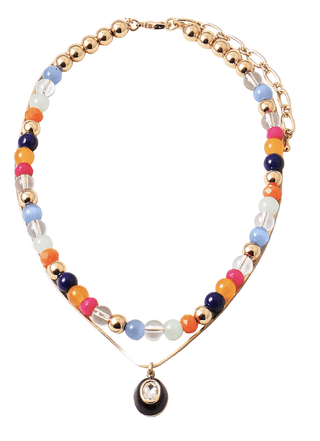 Layering Statement Necklace - Navy and Orange - Boutique Bella BellaNecklaces