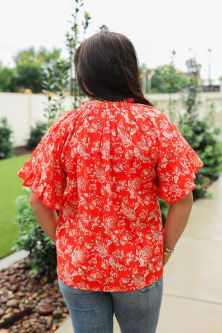 Layerz - The Bell Top - Red Floral - Boutique Bella BellaTop