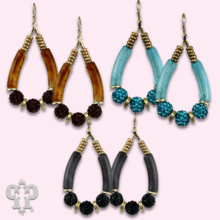 Bamboo tube and pave rhinestone earring, last call