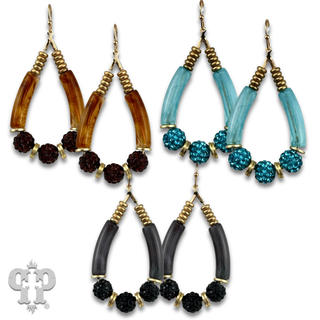Bamboo tube and pave rhinestone earring, last call