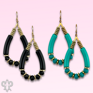 Bamboo tube and faceted bead earring, last call