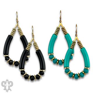 Bamboo tube and faceted bead earring, last call