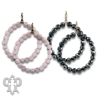 Faceted coin bead circle earring, last call
