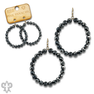 Faceted coin bead circle earring, last call
